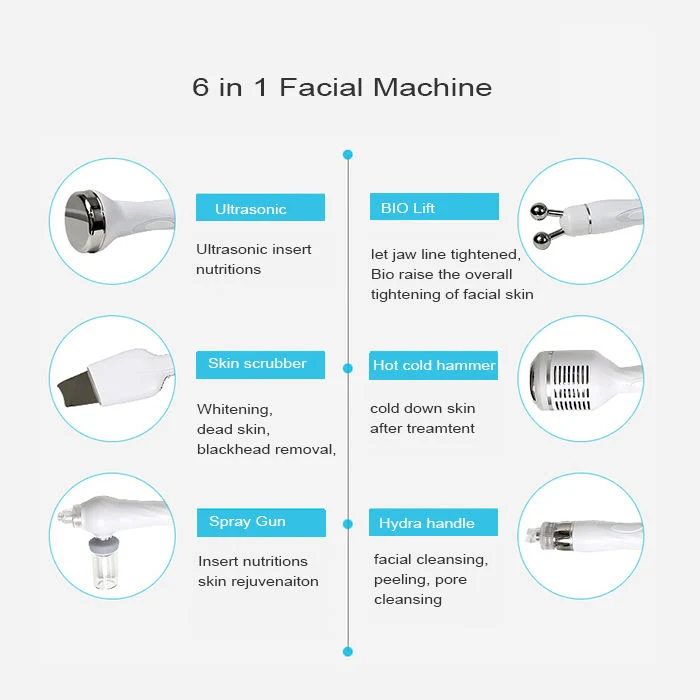 Huanshi 6 in 1 Hydro-Infusion System Hydro Aqua Peel Diamond Cleaning Machine for Vacuum Microdermabrasion